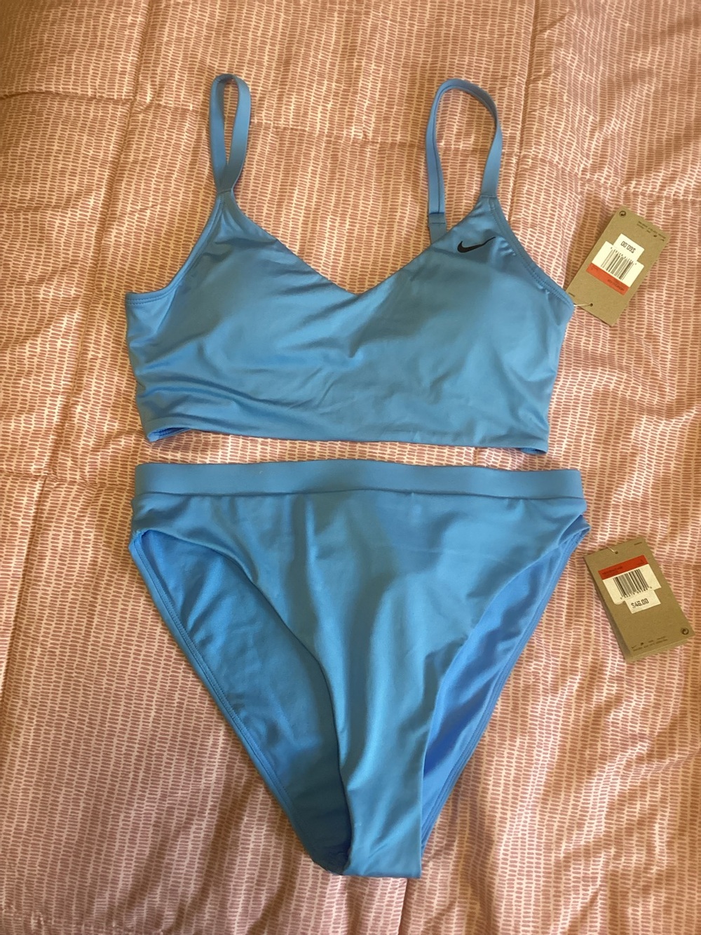 NWT Nike Sky Blue 2 pc Piece Swim Set